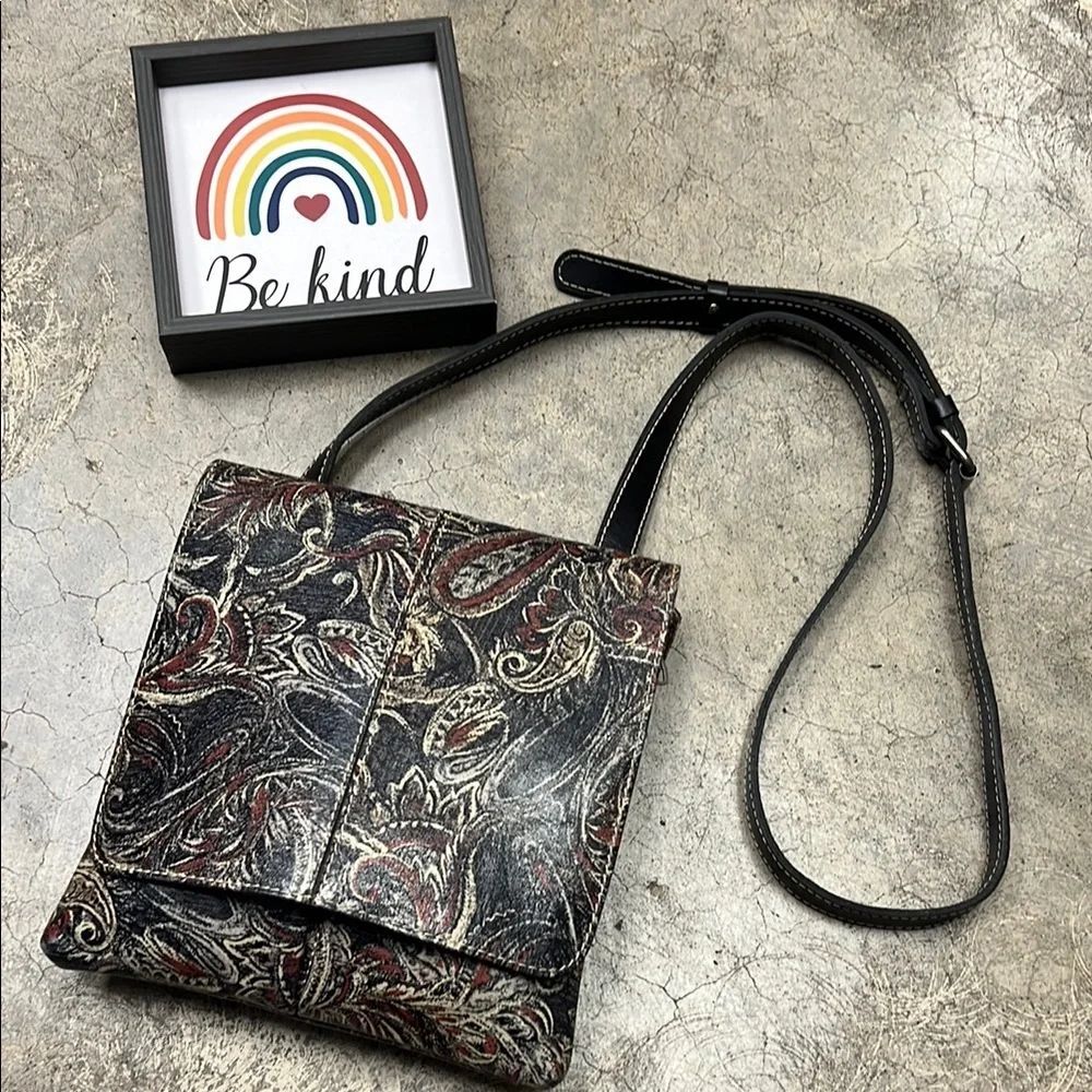 *Patricia Nash Black and Brown Embossed Crossbody Bag